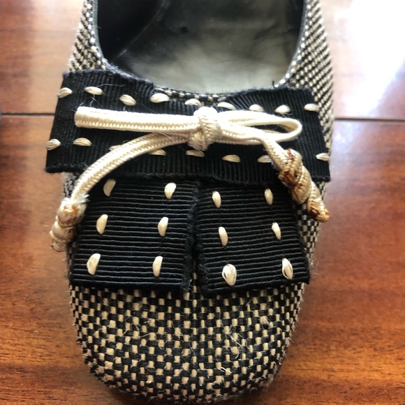 Salvatore Ferragamo bow block heels 8 2A shoes vintage black white classic - Picture 4 of 14